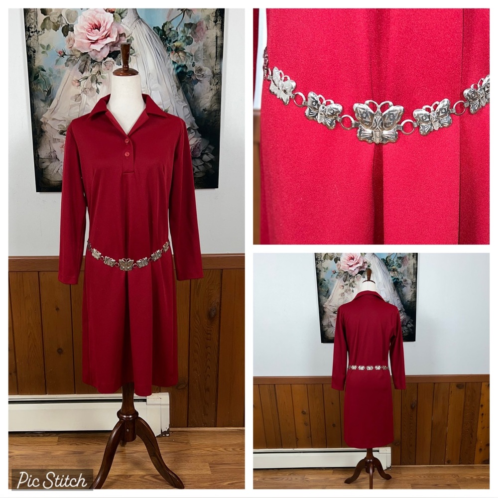 Darling Vintage 1970s Npc Fashions Butterfly Belt Dress!